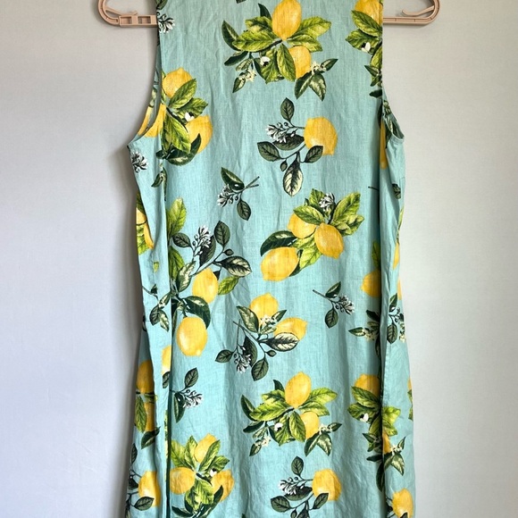 J.Jill Love Linen Shift Dress Sz XL Lemon Print V Neck Beach Resort Vacation EUC - Picture 16 of 16